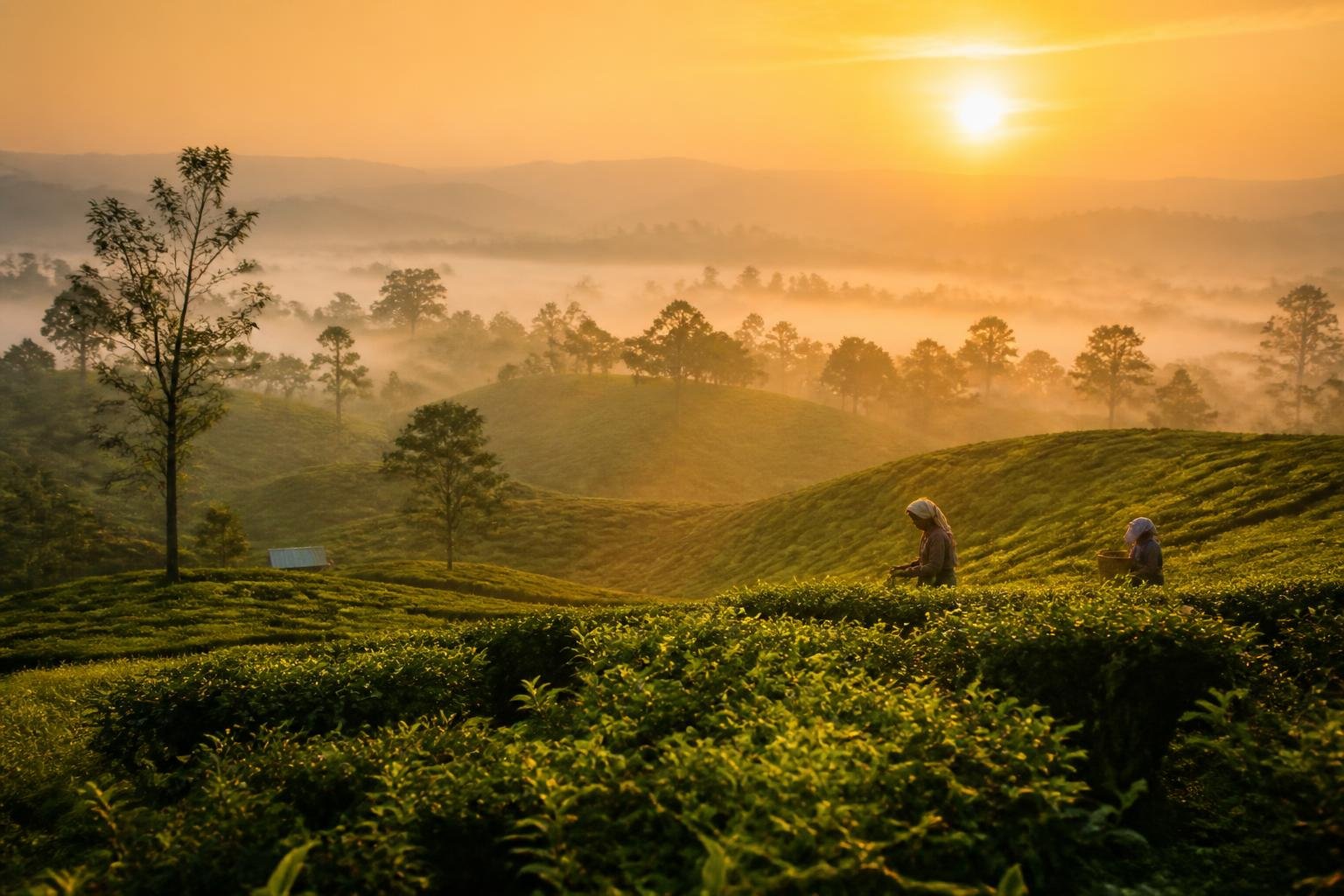 সকালের আলোয় চা বাগান